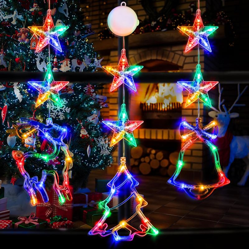 Photo 1 of [Timer] Christmas Window Decorations 3 Pack Christmas Tree Jingle Bell Reindeer Window Lights 