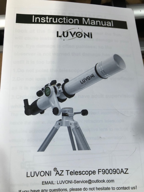 Photo 4 of LUVONI Telescope, 90mm Aperture 900mm Telescopes for Adults Astronomy with Fine-tuning AZ Tripod, Multi-coated High Transmission Professional Refractor Telescope with Slow-motion Knobs & Phone Adapter