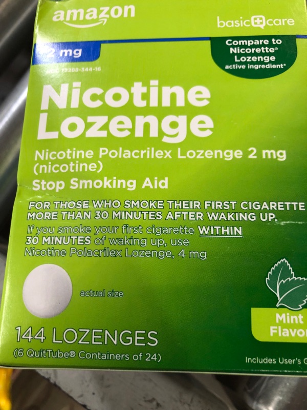 Photo 4 of *** 21+*** Amazon Basic Care Nicotine Polacrilex Lozenge 2 mg (nicotine), Stop Smoking Aid, Mint Flavor, 144 Count 2mg Mint 144 Count (Pack of 1)