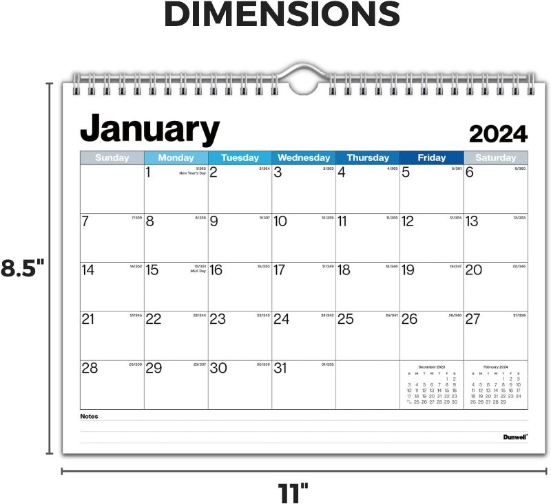 Photo 1 of Dunwell 8.5x11" Wall Calendar 2024, Hanging 2024 Calendar, 2024 Desk Calendar, Year Planner 2024, Monthly Wall Calendar 2pk