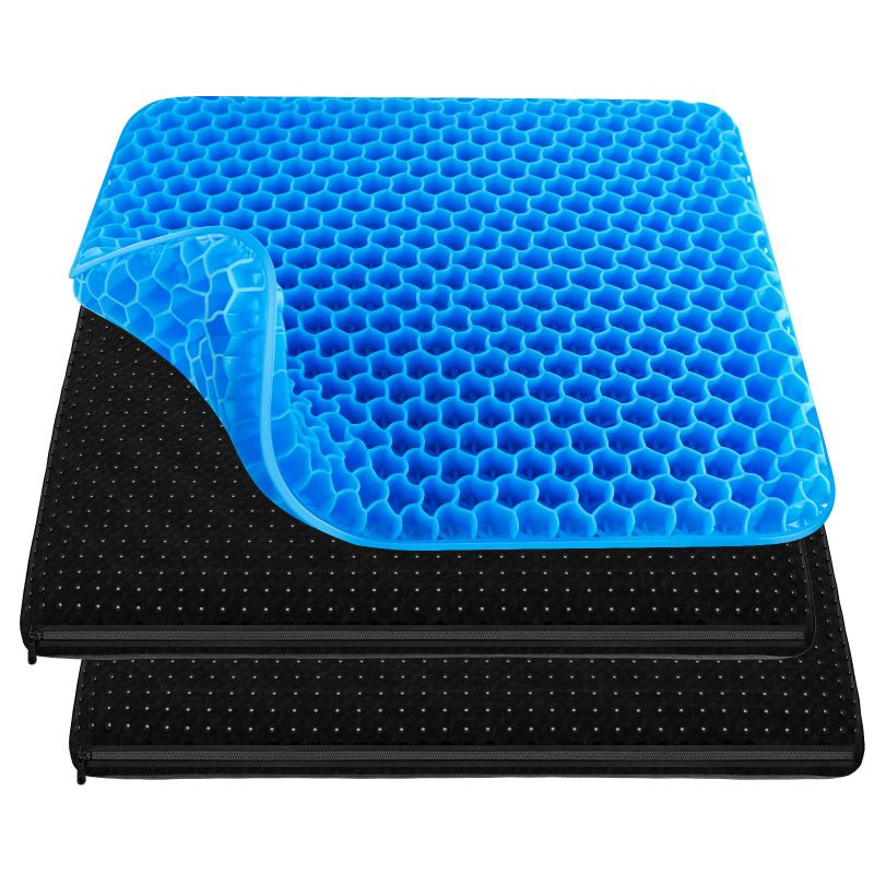 Photo 1 of  Gel Seat Cushion for Long Sitting Gel Cushions for Pressure Relief Soft Gel Chair Cushions for Wheelchair Breathable Car Seat Cushion with Non-Slip Cover Gel Seat Cushion for Office Chair Blue