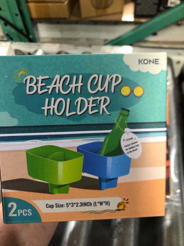 Photo 3 of Kone Beach Cup Holder, Beach Essentials Accessories for Vacation Must Haves for Family and Friends, Multifunctional Sand Drink Holders for Phone, Sunglass, Beverage and Key Storage, Set of 2 2 Pack