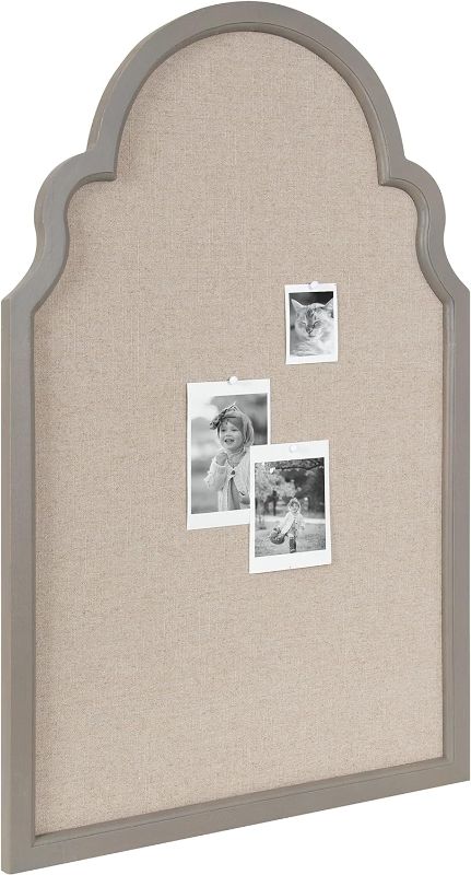 Photo 1 of ***Damaged***Kate and Laurel Hogan Farmhouse Framed Arch Fabric Pinboard, 24 x 36, Gray, Decorative Bulletin Board with Moroccan Arch and Linen Fabric Pinning Surface for Wall