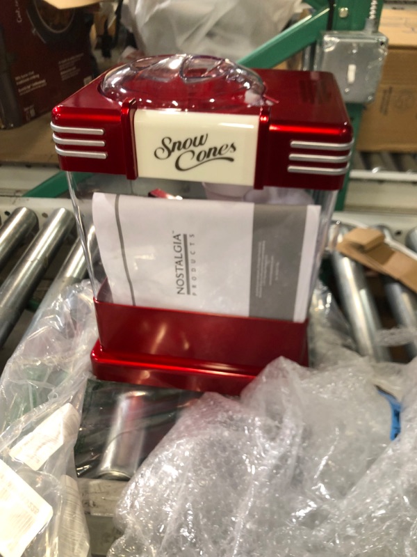 Photo 4 of ***SEE NOTES BELOW***Nostalgia Snow Cone Shaved Ice Machine - Retro Table-Top Slushie Machine Makes 20 Icy Treats - Includes 2 Reusable Plastic Cups & Ice Scoop - Retro Red