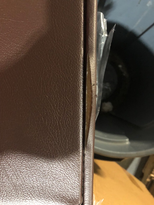 Photo 2 of ***MINOR DAMAGE** TEARS IN UNDERSIDE OF LID. NEEDS PATCHING*** PICTURED***
YOUDENOVA 15 inches Folding Storage Ottoman, Support 300lbs Brown Faux Leather