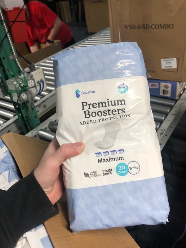 Photo 2 of Because Premium Incontinence Boosters - Add Extra Absorbency to Adult Diapers - Super Absorbent, Soft, Contoured Fit - Unisex - 20 Boosters 20 Count (Pack of 1)