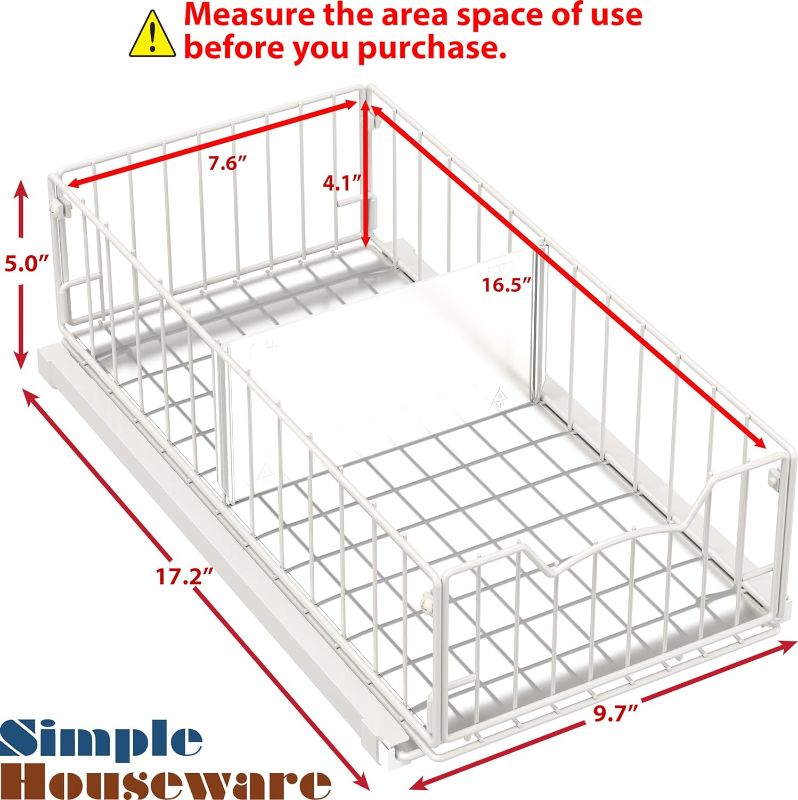 Photo 4 of (READ FULL POST) Simple Houseware Pull Out Cabinet Sliding Basket, White
