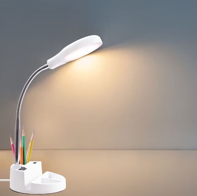 Photo 1 of Style Selections USD Desk Lamp 13.23-in Adjustable White Desk Lamp with Shade