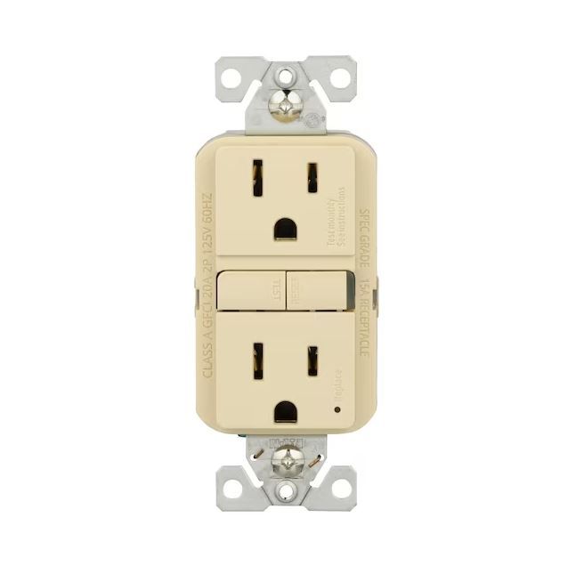 Photo 1 of Eaton 15-Amp 125-volt GFCI Residential Decorator Outlet, Ivory