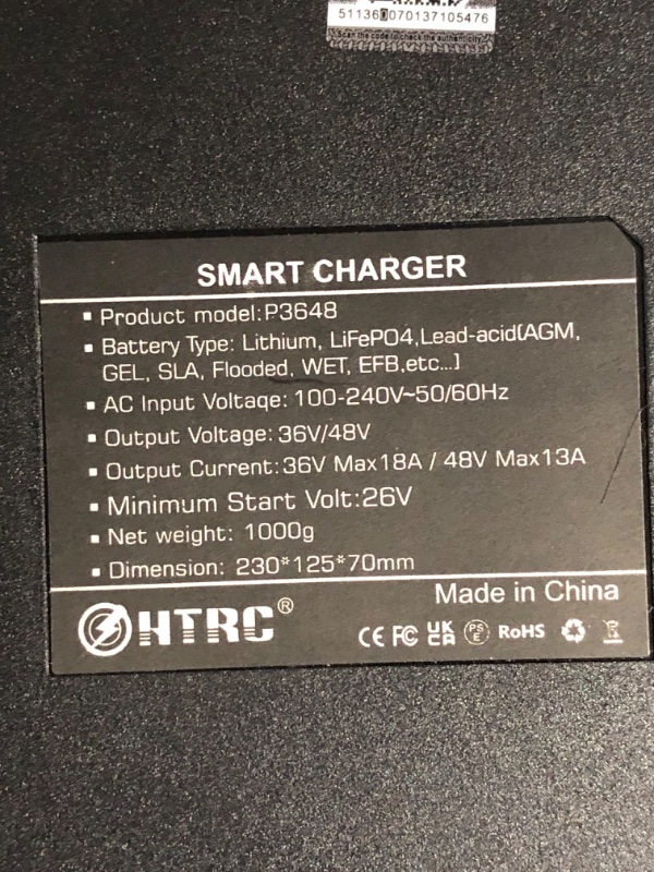Photo 1 of **SEE NOTES**
20-Amp Car Battery Charger, 36-48V Smart Fully Automatic Battery Charger Maintainer Trickle Charger w/Temperature Compensation 