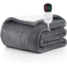 Photo 1 of Homemate Heated Blanket Electric Throw - 50"x60" Heating Blanket Throw 1/2/4/6/8 Hours Auto-off 10 Heat Level Over-heat Protection Flannel Sherpa Heater Blanket ETL Certification
