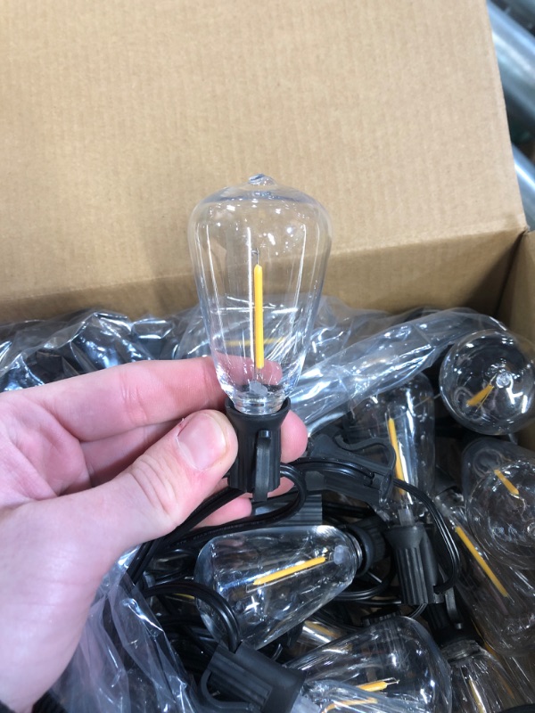 Photo 3 of 100FT LED Outdoor String Lights -  with 52 Shatterproof ST38 Vintage Edison Bulbs (2 Spare Bulbs),50 Hanging Sockets