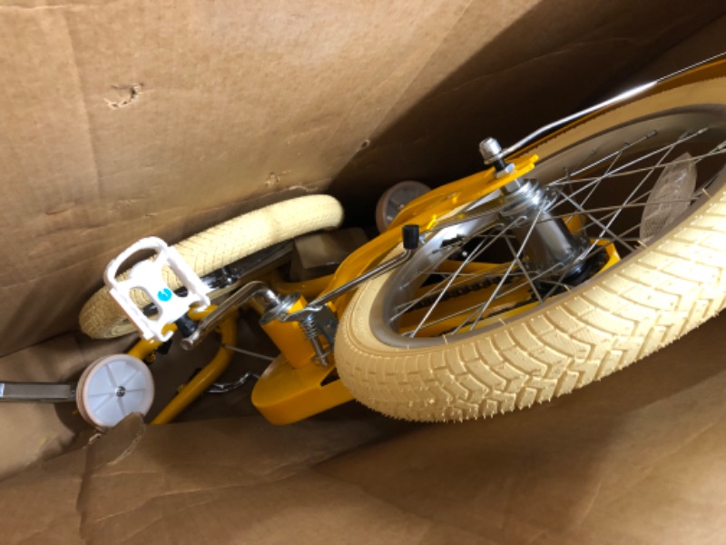 Photo 2 of **PARTS ONLY/SALE FINAL**
**NON-REFUNDABLE** // **SALE FINAL**  
Glerc Girls Bike with Basket, 16 Inch With Training Wheels - Yellow