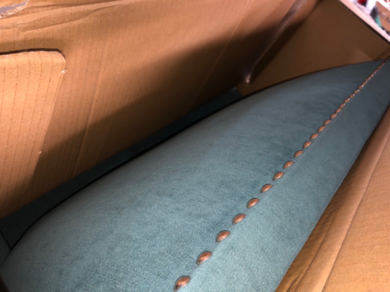 Photo 2 of ***MAJOR DAMAGE - LEG BROKEN OFF - SEE PICTURES***
Madison Park Colton Accent Chairs - Hardwood, Birch, Faux Velvet - Teal