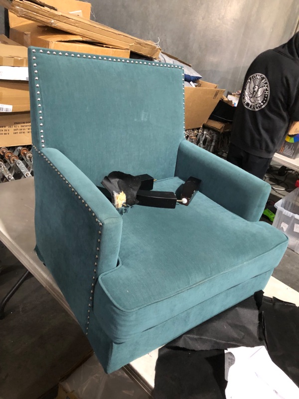 Photo 9 of ***MAJOR DAMAGE - LEG BROKEN OFF - SEE PICTURES***
Madison Park Colton Accent Chairs - Hardwood, Birch, Faux Velvet - Teal