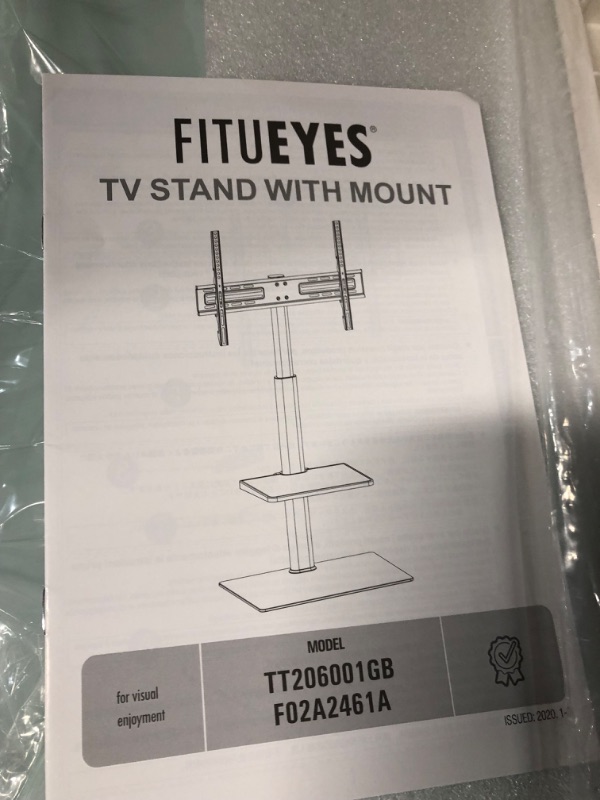 Photo 1 of FITUEYES Universal TV Stand for 32-60" TVs, Max Holds 66lbs, White Glass Base