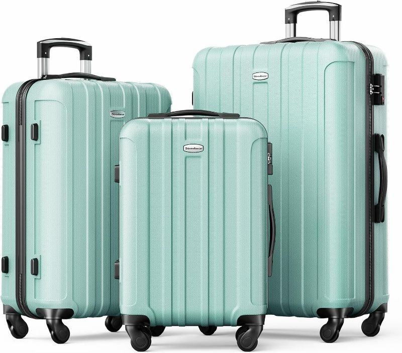 Photo 1 of **READ NOTES 2 PIECE ONLY SMALL CARRY ON NOT INCLUDED. 
Strenforce 3 Piece Set Suitcase Spinner Wheels ABS Lightweight Luggage Sets with TSA Lock, mint green
