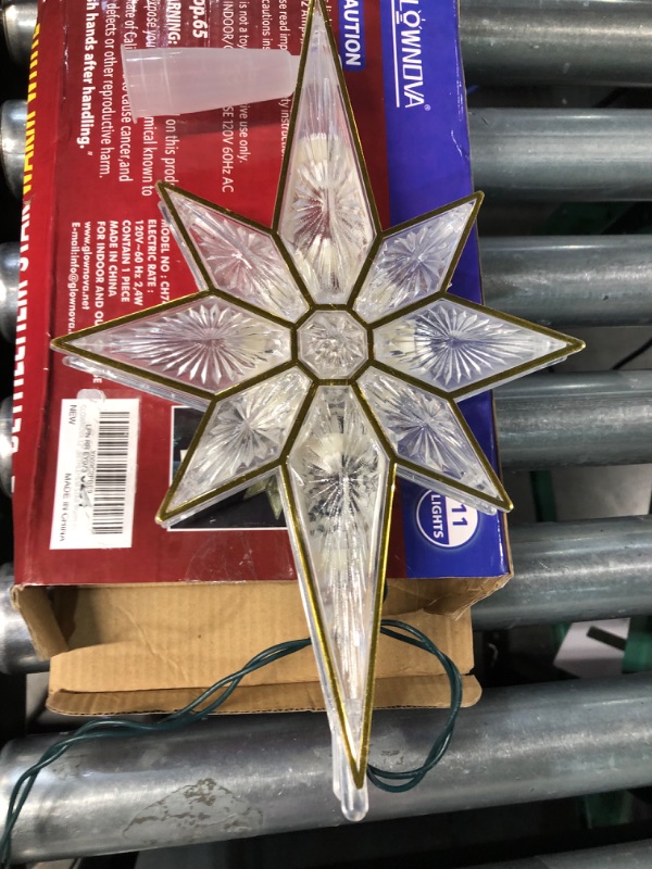 Photo 1 of GLOWNOVA 12" 11LED Lighted Christmas Tree Topper, Golden Bethlehem Star Treetop with Warm White Fairy Lights White