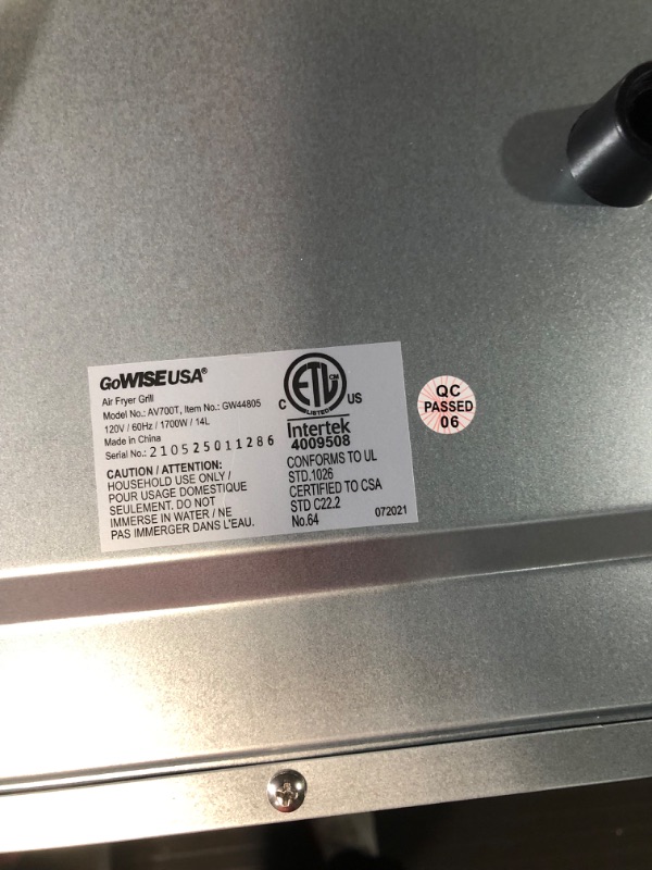 Photo 1 of (READ FULL POST) GoWISE USA 14.7-Quart Air Fryer Grill with Dual Heating Elements & Oven with Rotisserie, Dehydrator, Preheat and Broil Functions14.7-QT Stainless Steel