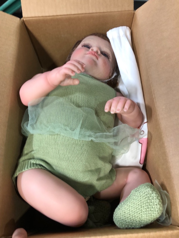 Photo 1 of Angelbaby Realistic Reborn Baby Girl Dolls Look Real Life 24inch Toddler Doll Weighted Soft Body Cute New Born Bebe Reborn Doll Toys Green