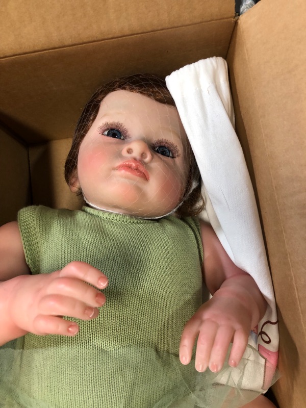 Photo 1 of Angelbaby Realistic Reborn Baby Girl Dolls Look Real Life 24inch Toddler Doll Weighted Soft Body Cute New Born Bebe Reborn Doll Toys Green