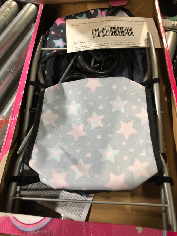 Photo 2 of Bayer Design Dolls: Pram Starter - Blue Pink, Stars