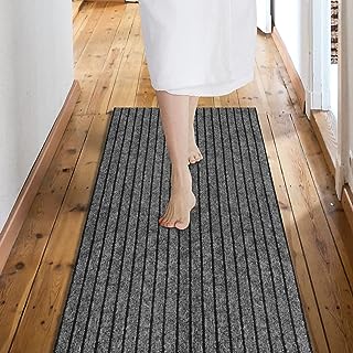 Photo 1 of **STOCK IMAGE IS A REFERENCE ONLY**  Custom Size Backed Non-Slip Area Rugs Runner, Gray Stripe
