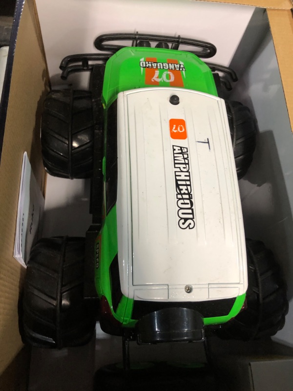 Photo 2 of (READ FULL POST) Ruko 1601AMP2 Amphibious Remote Control Cars, 1:10 Scale All Terrains 4WD RC Car, (Green)  IPX6 Waterproof Monster Truck with Lights, 2 Rechargeable Batteries for 50min Play, Gifts for Kids