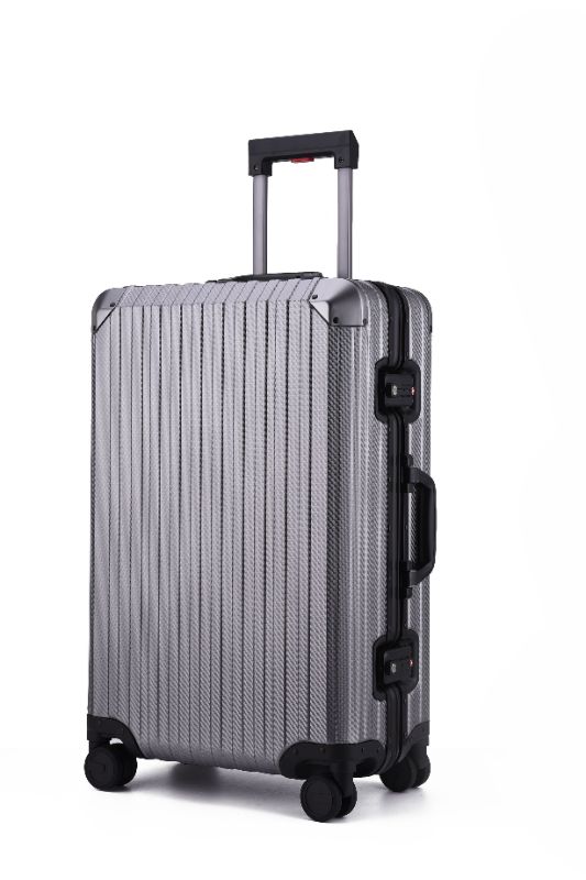 Photo 1 of LUGGEX Carry On Luggage with Aluminum Frame, 36L Polycarbonate Zipperless Luggage with Wheels, Black Hard Shell Suitcase 4 Metal Corner