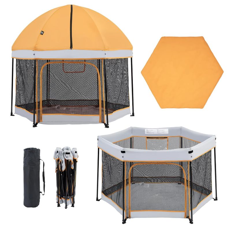 Photo 1 of 53" Indoor Outdoor Playpen for Baby - Portable Playpen for Babies and Toddlers - Baby Outdoor Playpen orange  53" PlayPod [Including Dome]