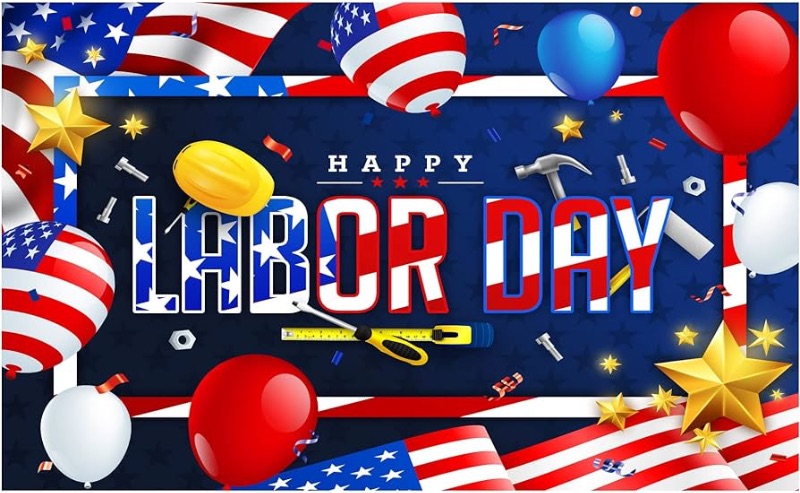 Photo 1 of Allenjoy Happy Labor Day Backdrop Remember and Honor Laborer Banner USA American Flag Patriotic Celebration Party Decoration Supplies for Home School Office Photo Booth Portrait Props