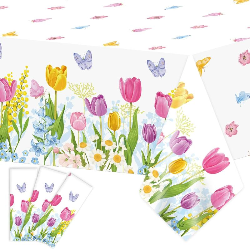 Photo 1 of 
3 Pcs Spring Tulip Plastic Tablecloth Spring Summer Blooming Floral Disposable Table Cover Watercolor Tulip Decorations Spring Summer Party Table Cloth for