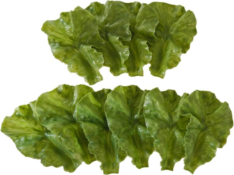 Photo 1 of 
DinQ 10 Pieces Fake Lettuce Leaves Artificial Green Vegetables Plastic Realistic Salad for Holiday Home Kitchen Cabinet Decoration