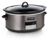Photo 1 of **UNTESTED UNKNOWN IF FUNCTIONAL, USED, MINOR DAMAGE SMALL DENT IN FRONT OF THE KNOB** Crock-Pot Large 8 Quart Programmable Slow Cooker with Auto Warm Setting and Cookbook, Black Stainless Steel (Pack of 1)