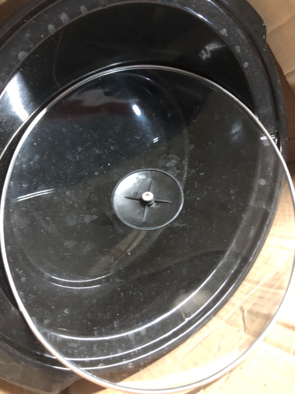 Photo 2 of **UNTESTED UNKNOWN IF FUNCTIONAL, USED, MINOR DAMAGE SMALL DENT IN FRONT OF THE KNOB** Crock-Pot Large 8 Quart Programmable Slow Cooker with Auto Warm Setting and Cookbook, Black Stainless Steel (Pack of 1)