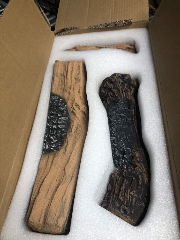 Photo 1 of HEXELE Faux Gas Fireplace Logs Set, 22 inch Large Ceramic Log for Gas Fireplace Indoor Inserts, Vented, Electric Fireplaces, Outdoor Firebowl, Fire Pits Fake Wood Gas Fireplaces Logs 6 Logs 129