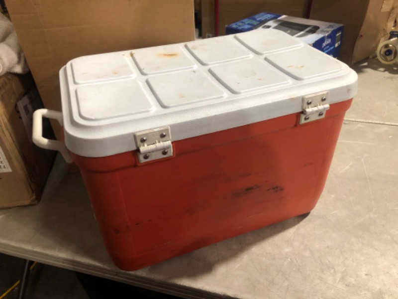 Photo 2 of ***HEAVILY USED - NO PACKAGING - SEE PICTURES***
Gott 48 QT Cooler Chest, Orange/White