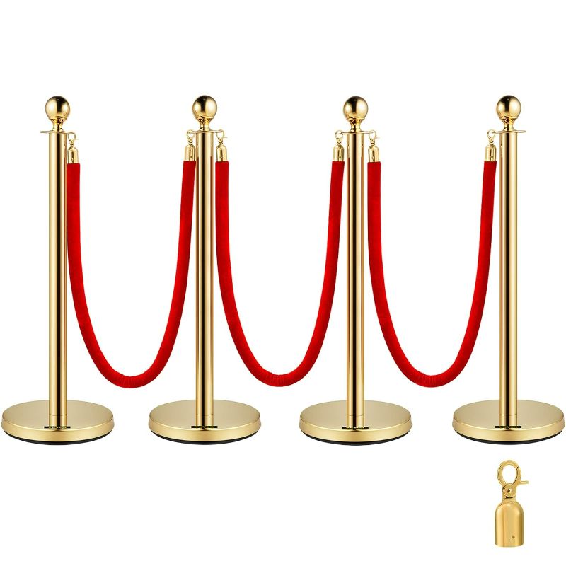 Photo 1 of 
BestEquip Velvet Ropes and Posts 4 Pcs, 3 Red Velvet Rope 5 ft, Stanchion Post with Ball Top, Crowd Control Barriers Gold Stanchions, Red Carpet Poles,...