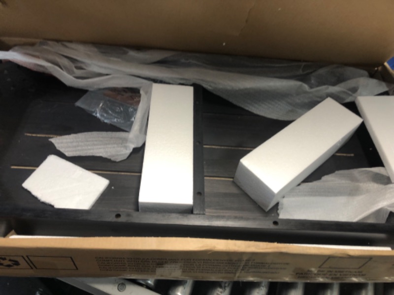 Photo 1 of Plank+Beam Small Modern Rounded Coffee Table, 40 Inch, Solid Wood Contemporary Center Table for Living Room, Rectangle Tea Table, Black Black 40 Inch Table