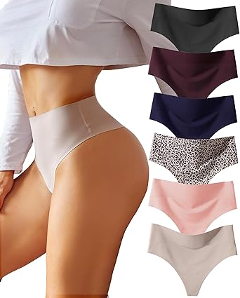 Photo 1 of Knowyou High Waisted Thongs for Women Seamless Underwear 10 PACK 10M
