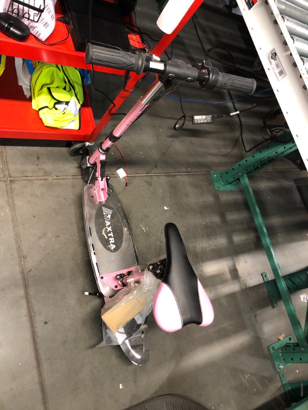 Photo 2 of MAXTRA E120 Electric Scooter with Seat for Kids Ages 6-12, 60 Mins Long Battery Life, Removable Seat 2 Riding Styles, 155LBS Max Load Pink