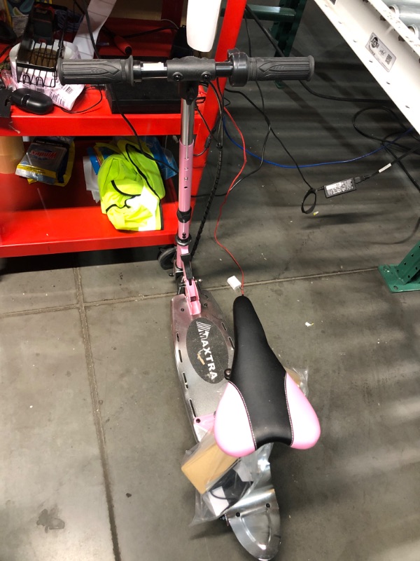 Photo 5 of MAXTRA E120 Electric Scooter with Seat for Kids Ages 6-12, 60 Mins Long Battery Life, Removable Seat 2 Riding Styles, 155LBS Max Load Pink