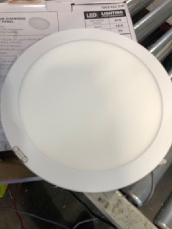 Photo 2 of 11 in. 12.5-Watt Dimmable White Integrated LED Edge-Lit Round Flat Panel Flush Mount Ceiling Light Color Changing