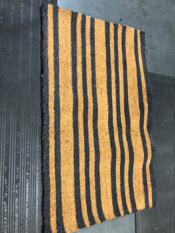 Photo 1 of mDesign Rectangular Coir and Rubber Entryway Doormat with Natural Fibers for Indoor or Outdoor Use - Neutral Design - Stripe Design - Minimalistic - 36" x 22" - Gray/Black Gray Stripe 36 x 22
