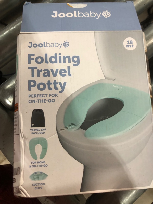 Photo 2 of Jool Baby Folding Travel Potty Seat for Toddlers, Fits Round & Oval Toilets, Non-Slip Suction Cups, Includes Free Travel Bag (Aqua) 1 Count (Pack of 1) Aqua