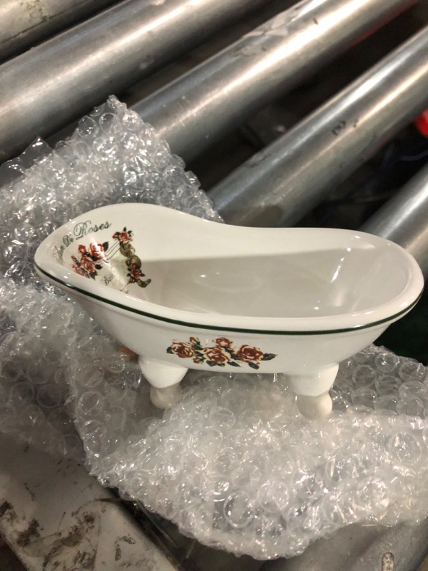 Photo 3 of 1 Piece 5.6" Ceramic Mini Clawfoot Slipper Bathtub Soap Dish Vintage Decortative Soap Dish