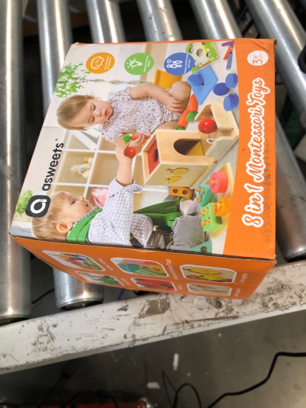 Photo 1 of Asweets 8 in 1 Montessori Toys for 1 Year Old Includes Object Permanence Box?Montessori Coin Box?Carrot Harvest Game?Matchstick Color Drop Game?Ball Drop Learning Toys for 6-12 Months