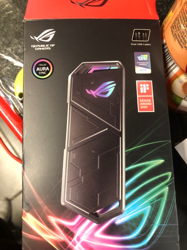 Photo 2 of ASUS ROG STRIX Arion Aluminum Alloy M.2 NVMe SSD External Portable Enclosure Case Adapter, USB 3.2 Gen 2 Type-C (10 Gbps), USB-C to C and USB-C to A Cables, Fits PCIe 2280/2260/2242/2230 M Key/B+M Key