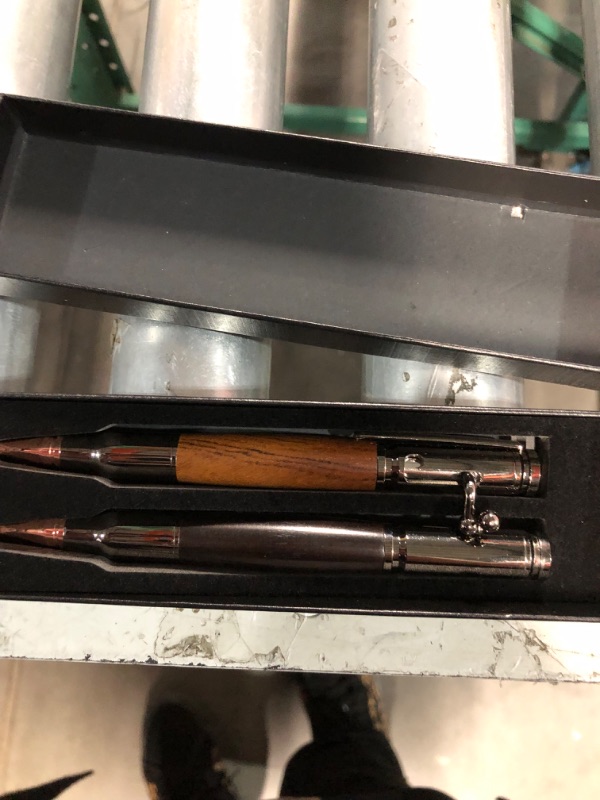 Photo 3 of Bolt Action Pen - Bullet Pen (Set of 2) - Cool Pen w/Classic Shape Clip - Mahogany & Ebony Wood Pen Grip - Brass Pen - Fancy Pens for Men - Unique Pen - Nice Pens for Men - Novelty Pens- Fancy Pen