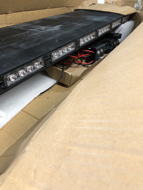 Photo 2 of Xprite 48" Amber Emergency Strobe Bar Lights Black Hawk Hevy-duty Rooftop Security Flashing Hazard Warning Lightbar for Tow Trucks Construction Vehicles Traffic Pilot Cars Snowplow